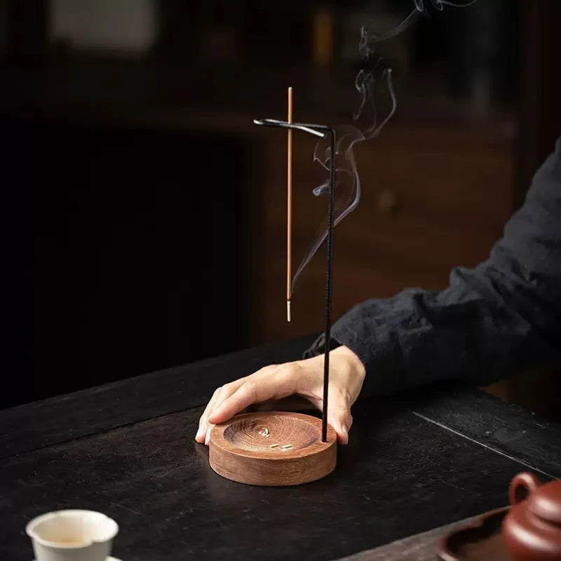 Oriental Elegant Upside Down Incense Holder Wooden Ash Tray Stick Incense Burner Meditation Yoga Home Table Decor Ornament