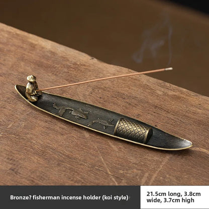 Fisherman fishing incense insert incense seat indoor agarwood incense burner sandalwood burner line incense burner ornament